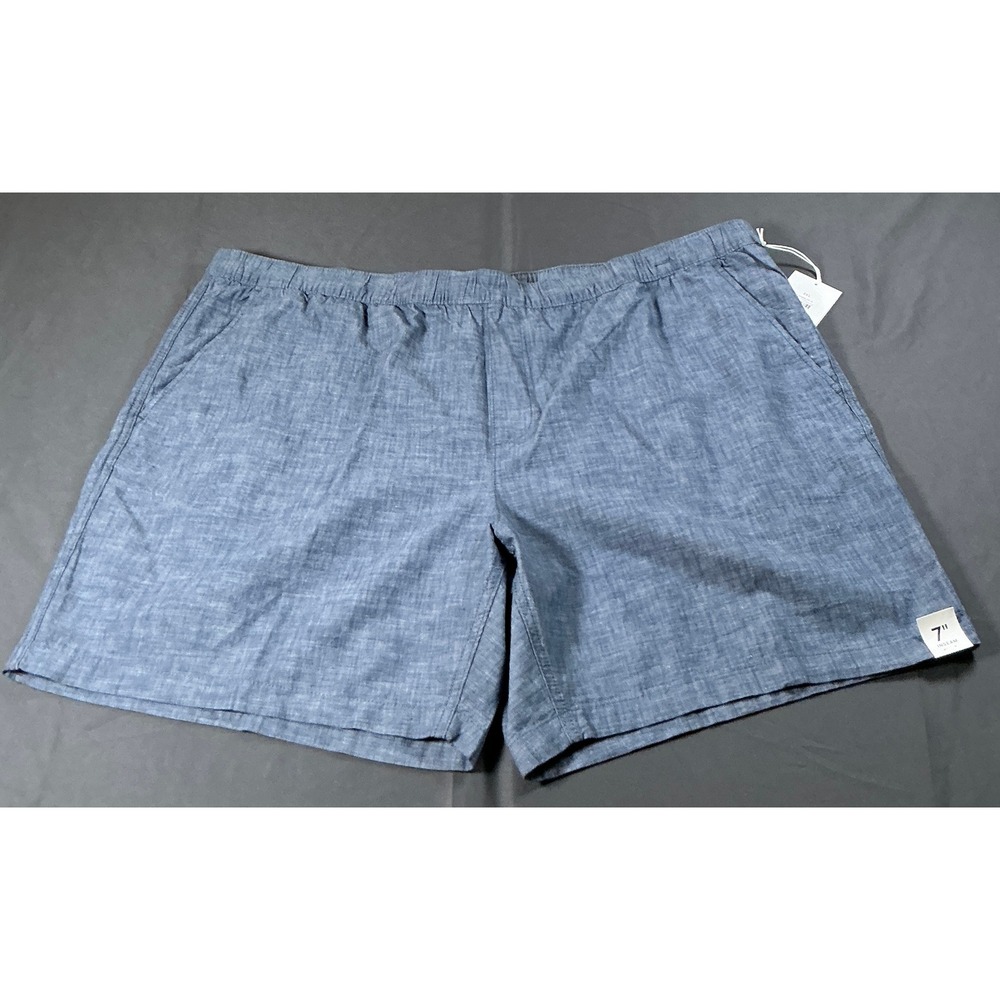 Free Assembly Mens Chambray Pull On Shorts Blue 3XL FAMWB00197SP25 New